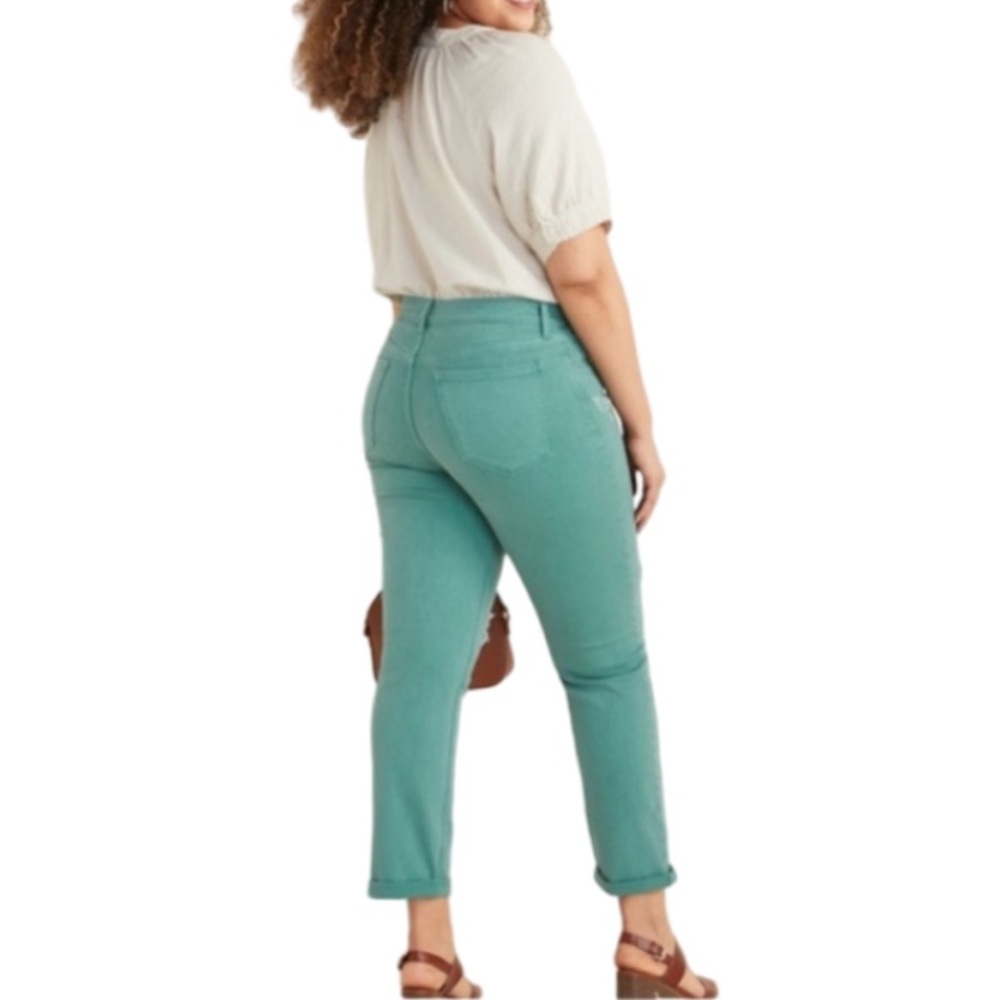 NWOT Old Navy Turquoise Mid Rise Boyfriend Distressed Denim Jeans Size 10‎ - Picture 3 of 13